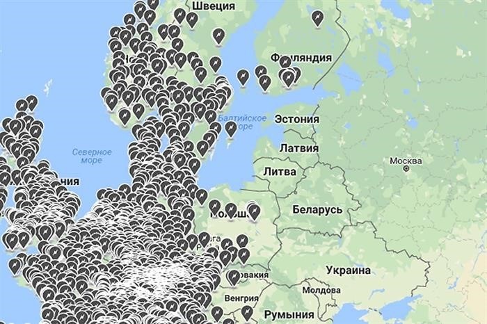 У вас имеются вопросы о карте, на которой указаны места размещения оригинальных зарядных станций для автомобилей Tesla?