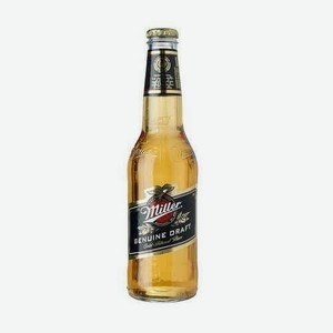 Бутылка стеклянного напитка Miller Genuine Draft объемом 0,47 литра с содержанием алкоголя 4,7%