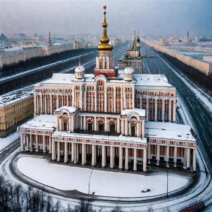 В холодное время года, впереди зимы, заметно изменяется облик здания, принадлежащего Министерству обороны.