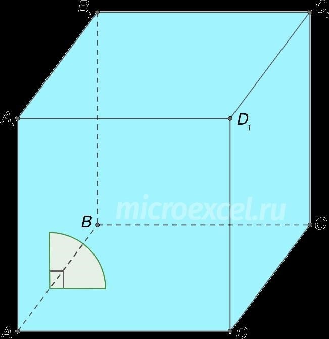 Прямой двугранный угол квадрата